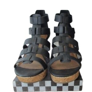 a.n.a. Black Strappy Sandal Wedges Size 7.5M